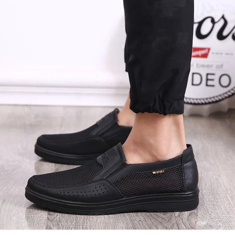 Men's shoes, old Beijing cloth shoes, mesh surface, summer non slip casual shoes, breathable dad size loose shoes