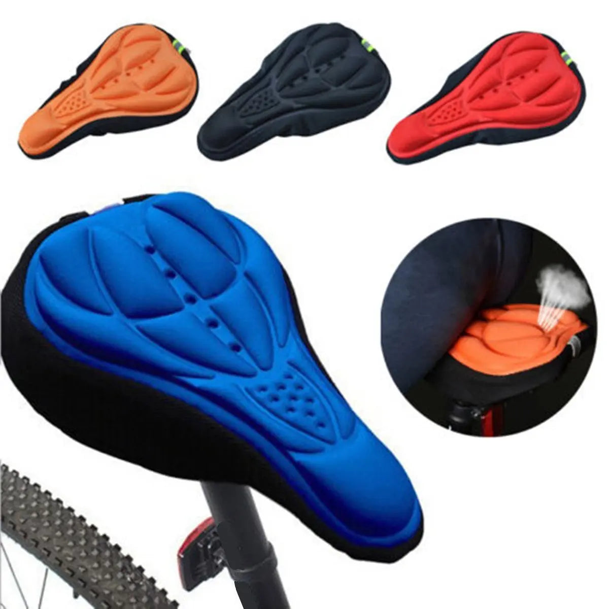 3D Comfortable Soft Silicone Bicycle Seat Cover Gel Pad Breathable Thickened Foam Bicycle Seat MTB Cycling Accessories