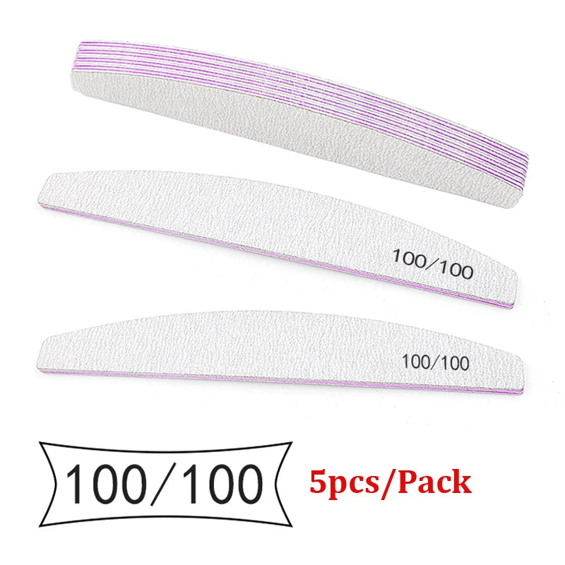 5Pcs/Lot Nail File Mix Color Limas 80/100/150/180/240 Grit Professional Sandpaper Cuticle Remover Buffer Files Manicure Tool Set