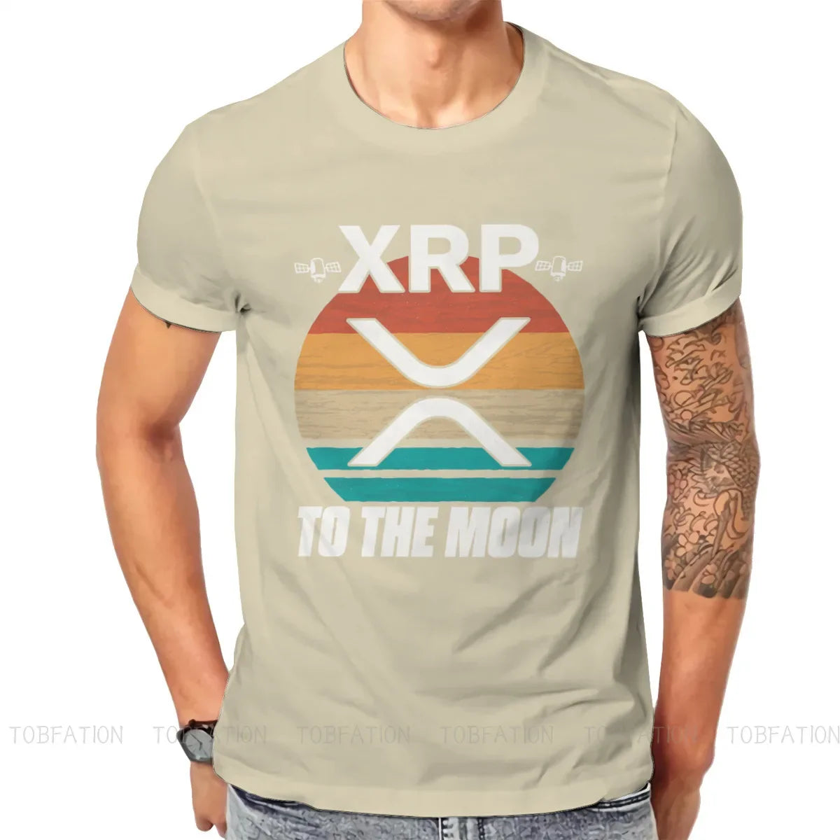 Cryptocurrency Crypto Miner Ripple XRP Retro Sunset Blockchain Crypto T Shirt Graphic  Tshirt Oversized O-Neck Men Clothes