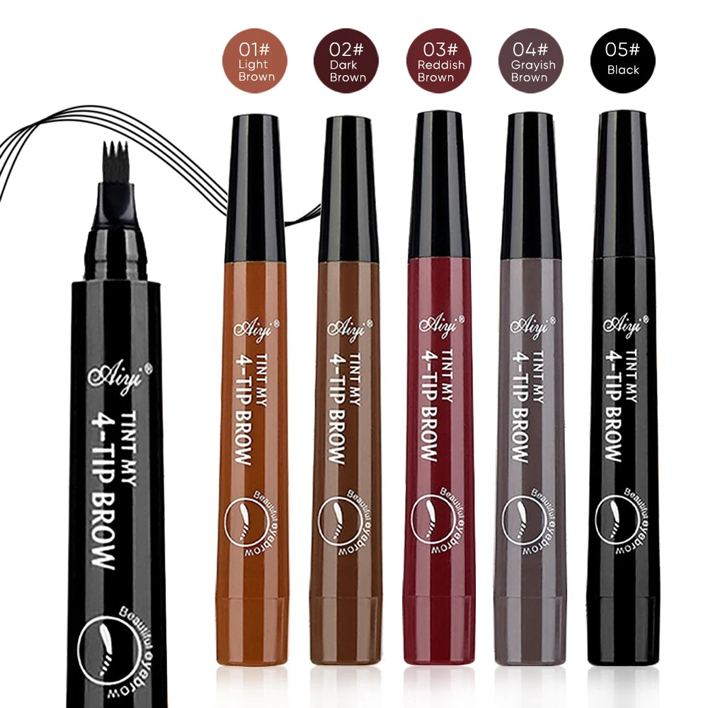 Waterproof eyebrow pencil in five colors, microblading eyebrow pencil with 4 tips, waterproof liquid for natural eyebrow makeup