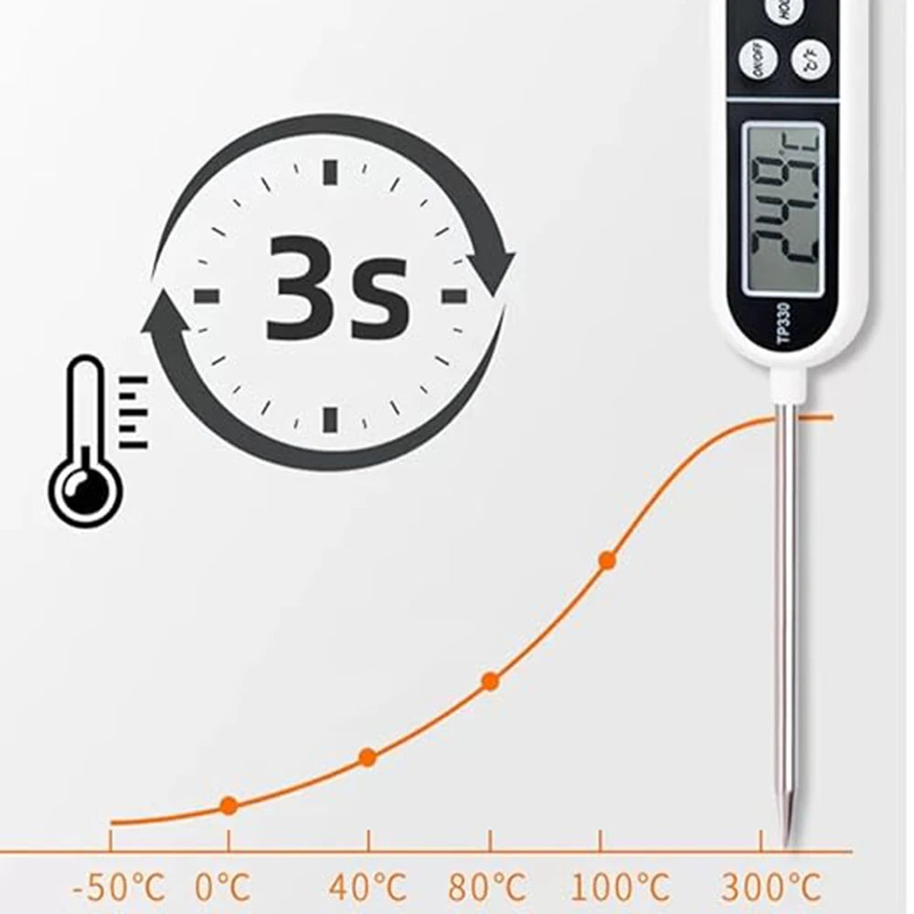 1PC Digital Food Thermometer BBQ Cooking Meat Hot Water Drinks Temperature Measure Kitchen Tool Stainless Steel Food Cooking