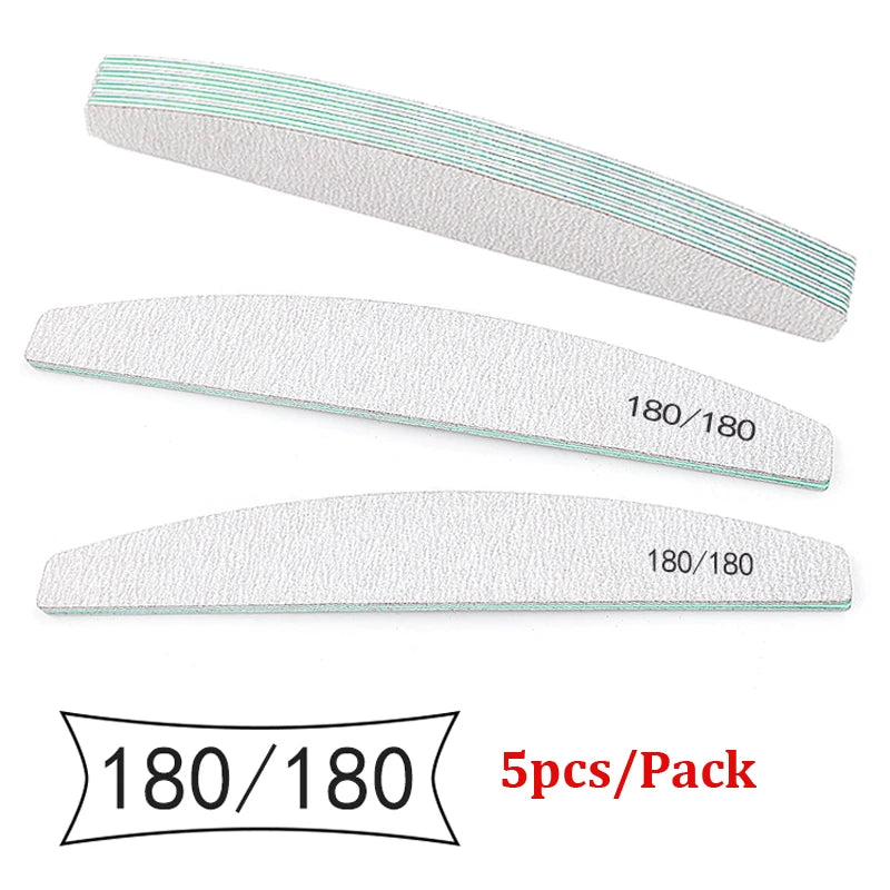 5Pcs/Lot Nail File Mix Color Limas 80/100/150/180/240 Grit Professional Sandpaper Cuticle Remover Buffer Files Manicure Tool Set