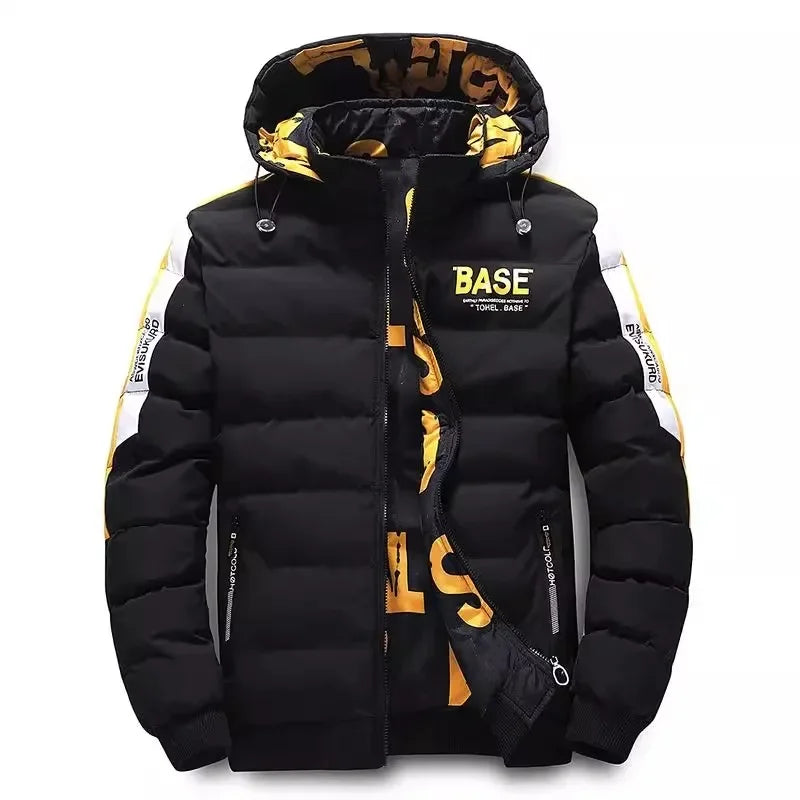 Men Autumn Winter Cotton Jacket Warm Comfortable Padded Thickened Down Jacket 2023 New Double-Sided Clothes Removable Cap M-5XL