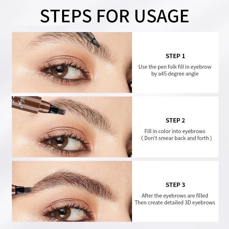 Waterproof eyebrow pencil in five colors, microblading eyebrow pencil with 4 tips, waterproof liquid for natural eyebrow makeup