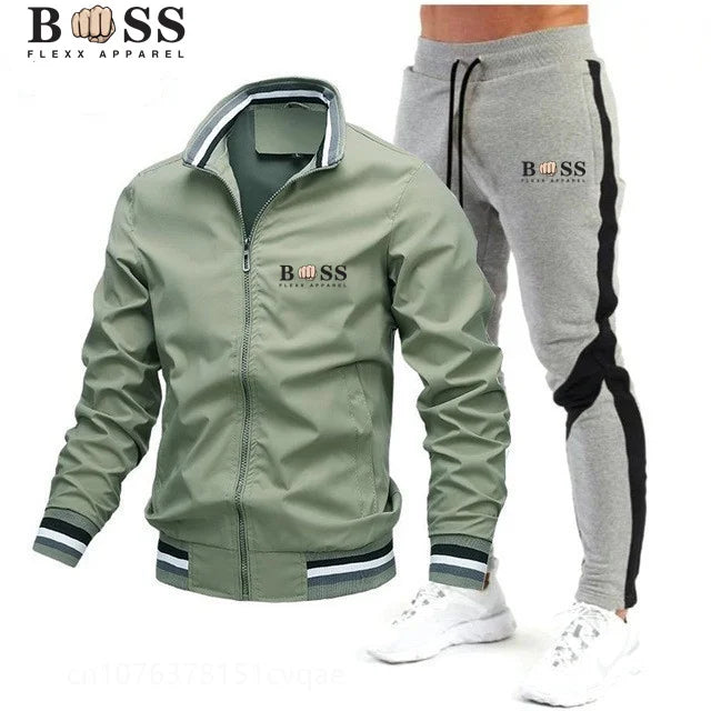 BSS FLEXX APPAREL 2024 Mens Tracksuits Men Sets Sweatshirt+sweatpants Tracksuit Zipper Stand Collar Sports Suit Jogging Fitness