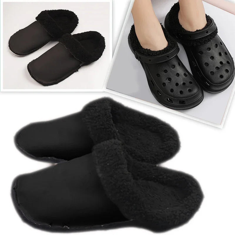 1pair Hole Shoes Velvet Liner Winter Warm Shoes Covers Thickened Soft Shoes Cover Detachable Cotton Sleeve Plush Inner Liner