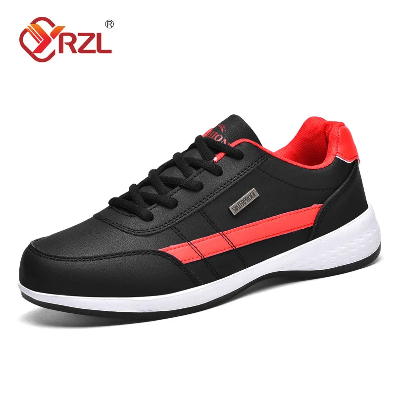 YRZL Men Shoes Spring Autumn Waterproof Walking Sneakers Leisure Male Leather Sports Shoes Non-Slip Footwear Tennis for Men