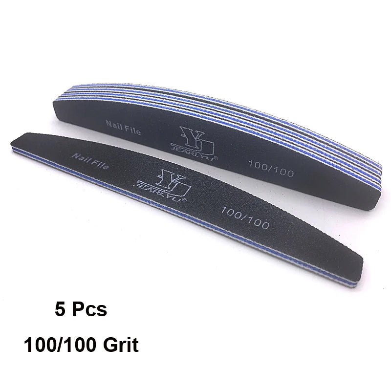 5Pcs/Lot Nail File Mix Color Limas 80/100/150/180/240 Grit Professional Sandpaper Cuticle Remover Buffer Files Manicure Tool Set