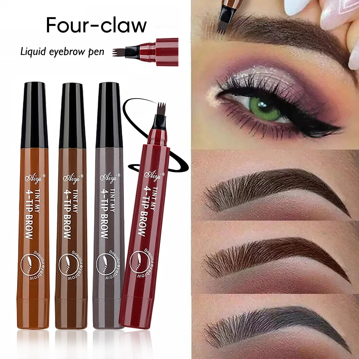 Waterproof eyebrow pencil in five colors, microblading eyebrow pencil with 4 tips, waterproof liquid for natural eyebrow makeup