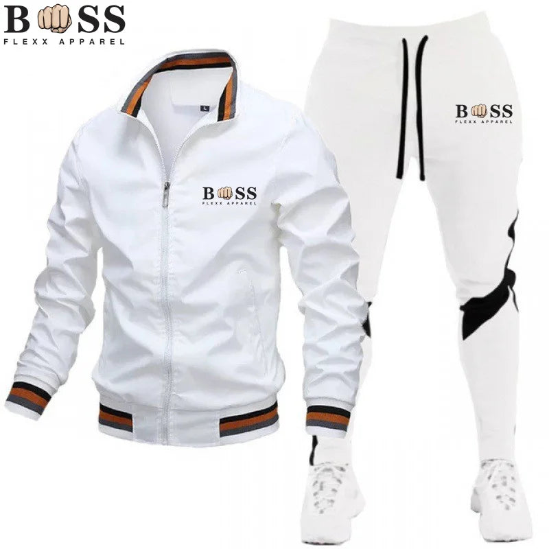 BSS FLEXX APPAREL 2024 Mens Tracksuits Men Sets Sweatshirt+sweatpants Tracksuit Zipper Stand Collar Sports Suit Jogging Fitness