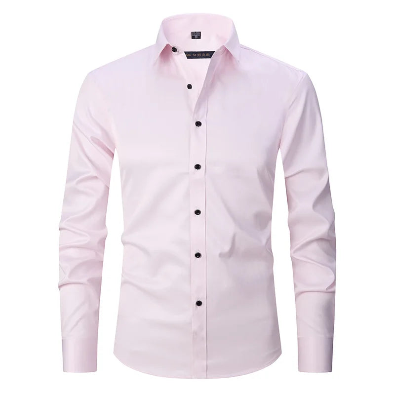 New High Quality 6XL Large Autumn/Winter Social Men's Shirt Long Sleeve Fashion No Iron Business Casual Pure White