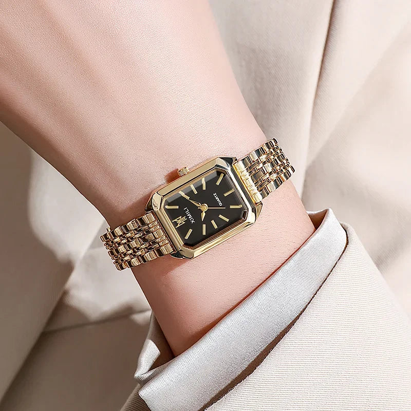 2024 Hot Brand Stainless Steel Strap Watch Women Luxury Gift Quartz Wristwatch Student Fashion Simple Square Quartz Watches