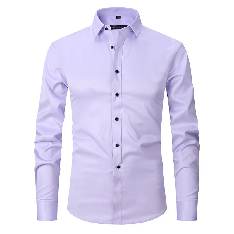 New High Quality 6XL Large Autumn/Winter Social Men's Shirt Long Sleeve Fashion No Iron Business Casual Pure White