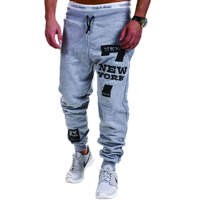 Men's Sweatpants Joggers Trousers Elastic Waist Letter Graphic Prints Sports Outdoor Daily Wear Casual Hip Hop Gray-blue Black