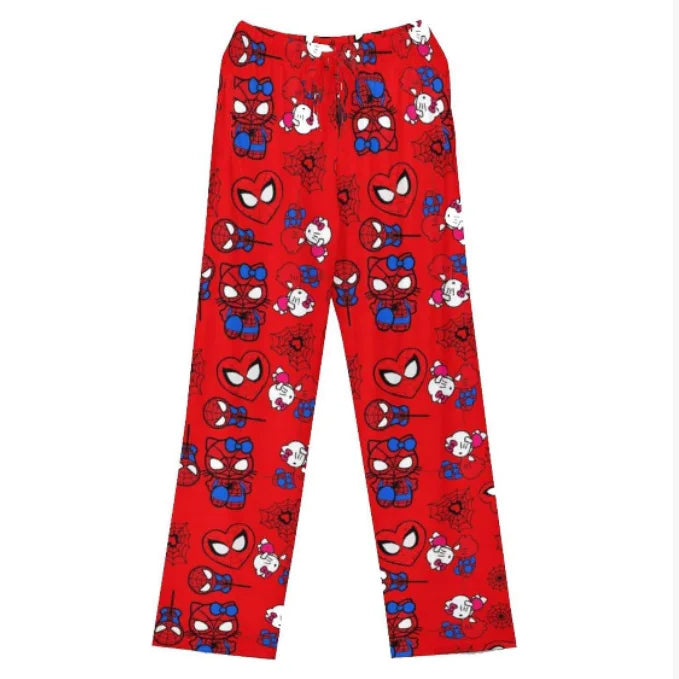 Sanrio Hello Kitty Flannel Pajamas Halloween Orange Women's Warm Woolen Cartoon Casual Home Pants In Autumn Winter Fashion Trous