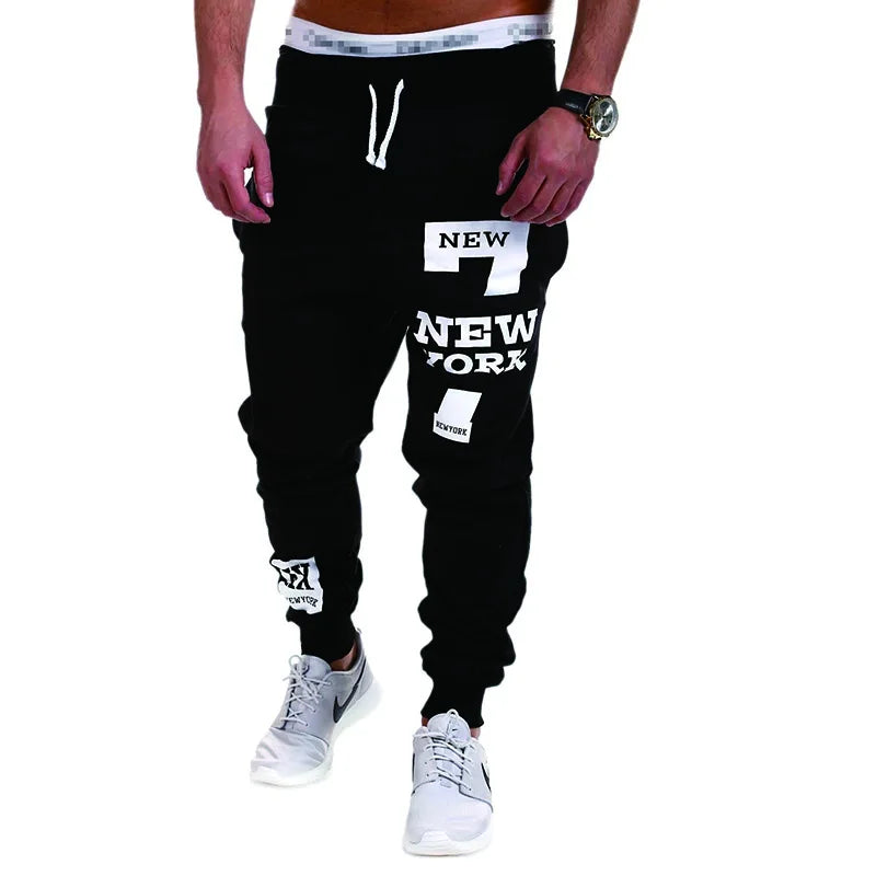 Men's Sweatpants Joggers Trousers Elastic Waist Letter Graphic Prints Sports Outdoor Daily Wear Casual Hip Hop Gray-blue Black