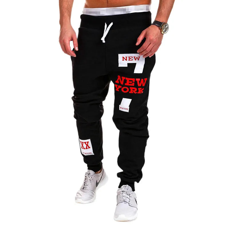 Men's Sweatpants Joggers Trousers Elastic Waist Letter Graphic Prints Sports Outdoor Daily Wear Casual Hip Hop Gray-blue Black