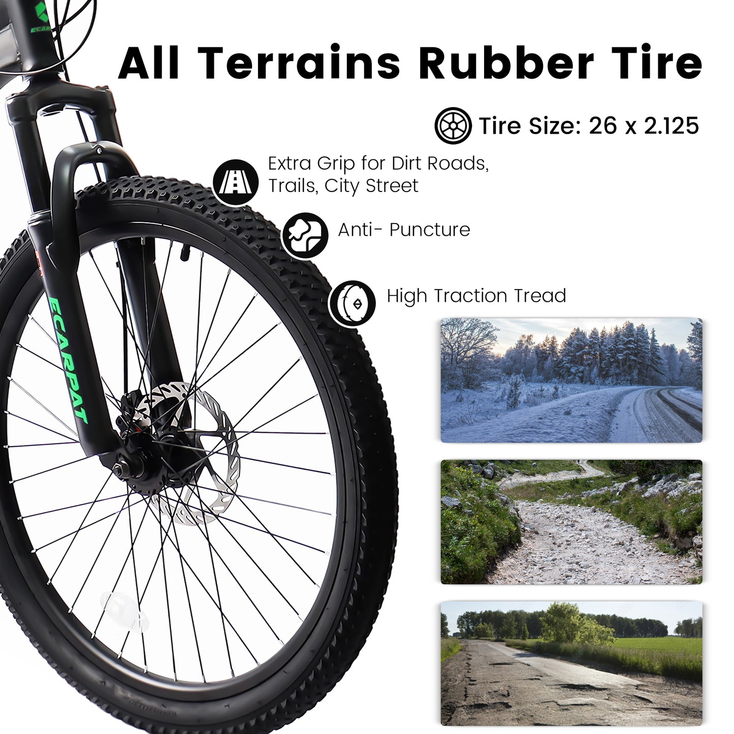 A2660 Ecarpat Mountain Bike 26 inch wheels, carbon steel frame disc brake thumb shift front fork rear shock absorber bike