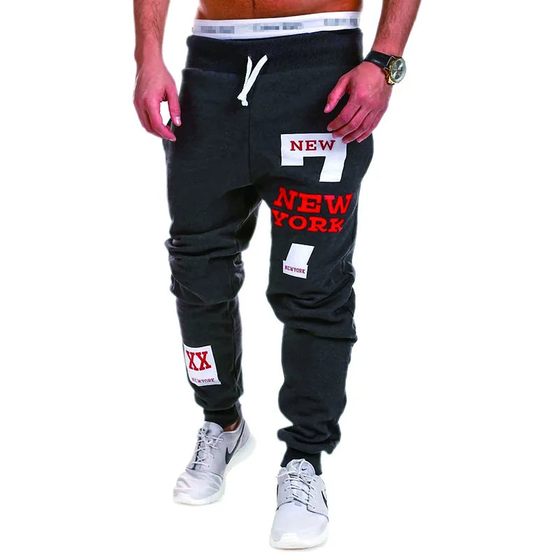 Men's Sweatpants Joggers Trousers Elastic Waist Letter Graphic Prints Sports Outdoor Daily Wear Casual Hip Hop Gray-blue Black