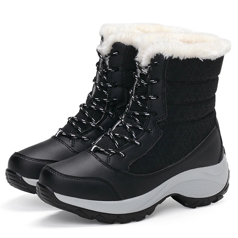 Snow Boots Women Platform Boots Non-slip Women Winter Shoes Fur Warm Ankle Boots for Women Wedges Waterproof Thigh High Boots