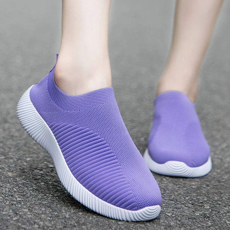 Women Vulcanized Shoes High Quality Women Sneakers Slip On Flats Shoes Women Loafers Plus Size 42 Walking Flat