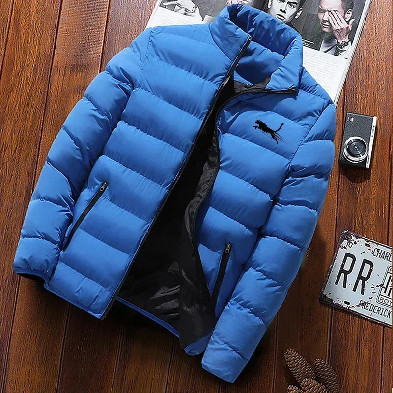 2024Autumn Winter New Young Men's Simple Fashionable Casual Stand Up Collar Warm Jacket High-quality Street Trendy Cotton Jacket