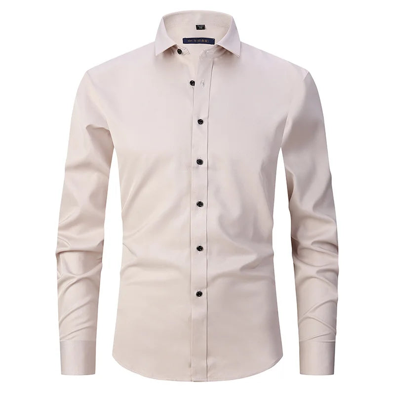 New High Quality 6XL Large Autumn/Winter Social Men's Shirt Long Sleeve Fashion No Iron Business Casual Pure White