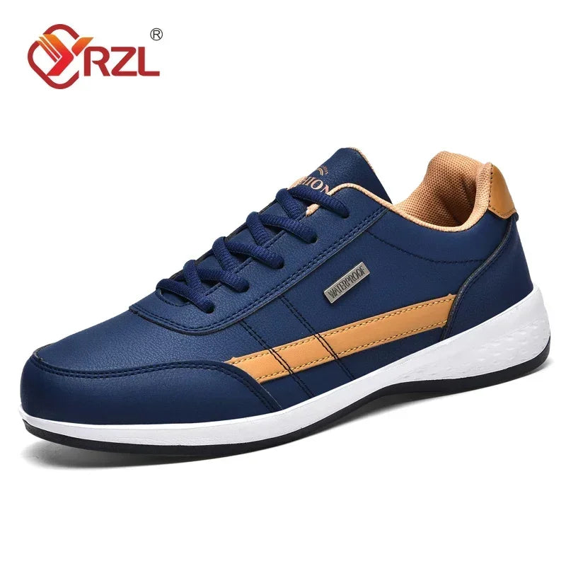 YRZL Men Shoes Spring Autumn Waterproof Walking Sneakers Leisure Male Leather Sports Shoes Non-Slip Footwear Tennis for Men