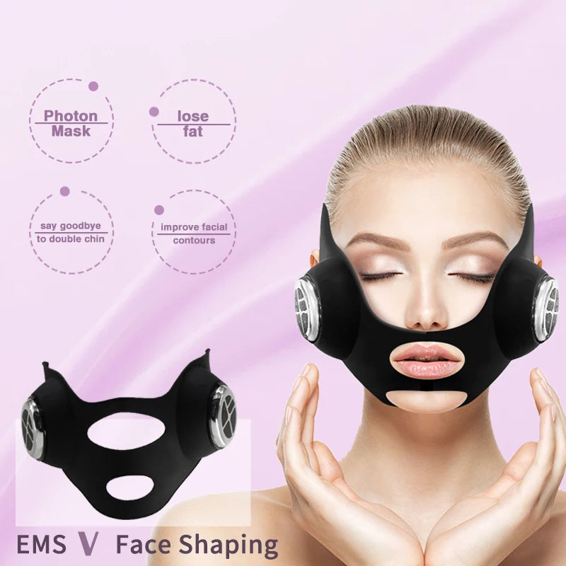 Slimming Chin V-shaped Silicone Face Mask Ems Microcurrent Beauty Facial Neck Lift Massager Band Tapes Face Lifting Machine