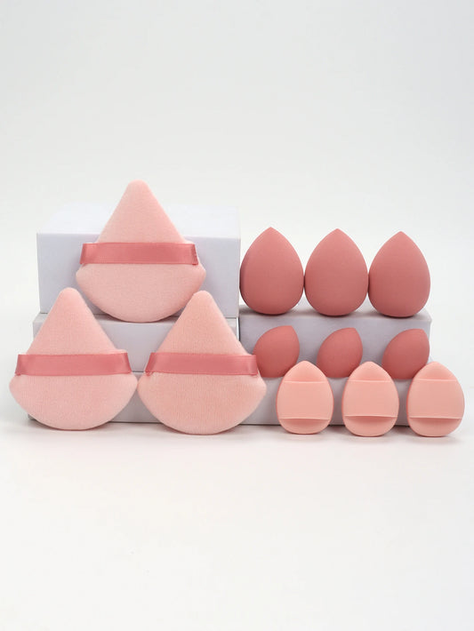 12-Piece All-Purpose Makeup Sponge Set, Made of 3 Loose Powder Puffs, 3 Mini Air Cushion Puffs, 3 Beauty Eggs and 3 Mini Beauty