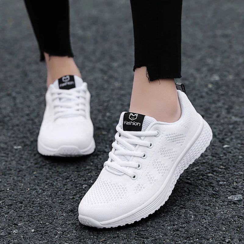 Women Casual Shoes Breathable Walking Mesh Lace Up Platform Shoes for Women Sneakers Women Tennis shoes