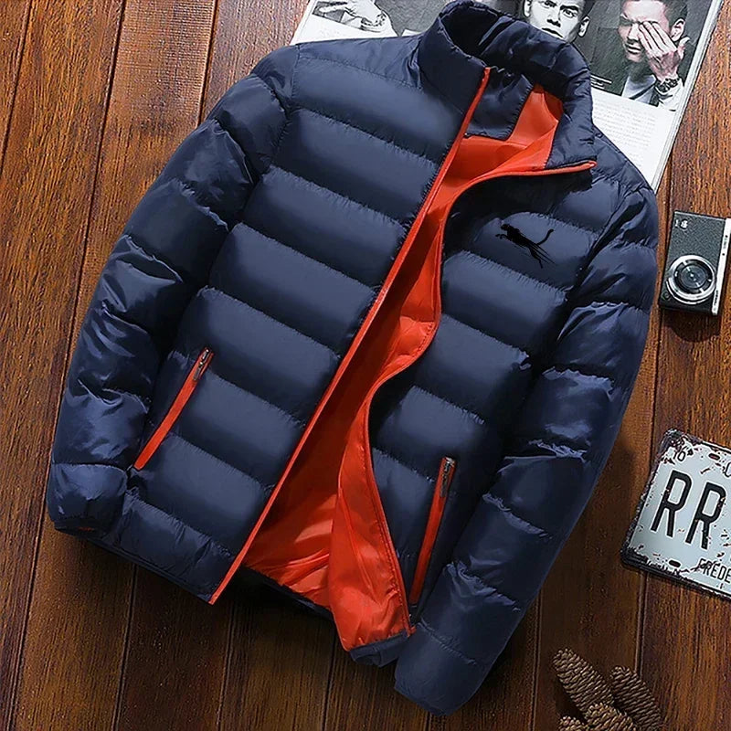 2024Autumn Winter New Young Men's Simple Fashionable Casual Stand Up Collar Warm Jacket High-quality Street Trendy Cotton Jacket