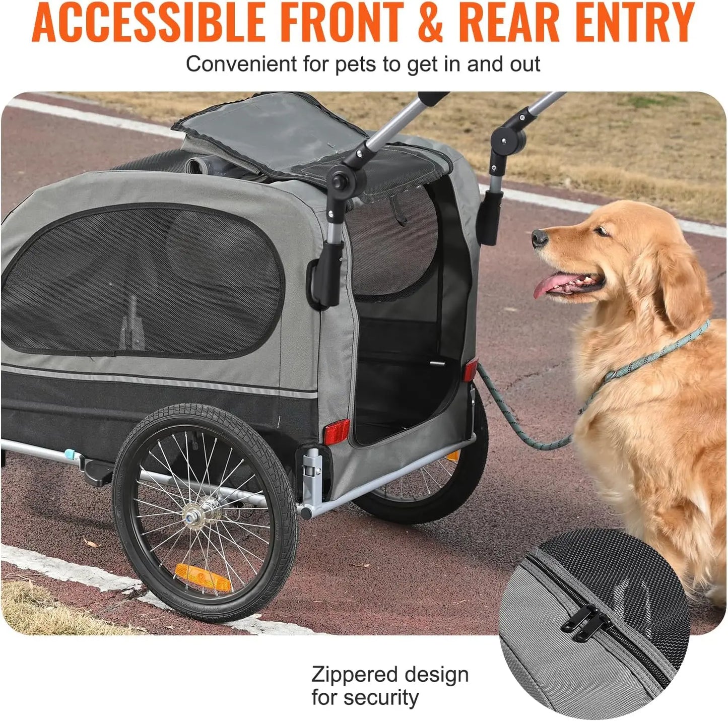 Dog Bike Trailer, Supports up to 88 lbs, 2-in-1 Pet Stroller Cart Bicycle Carrier