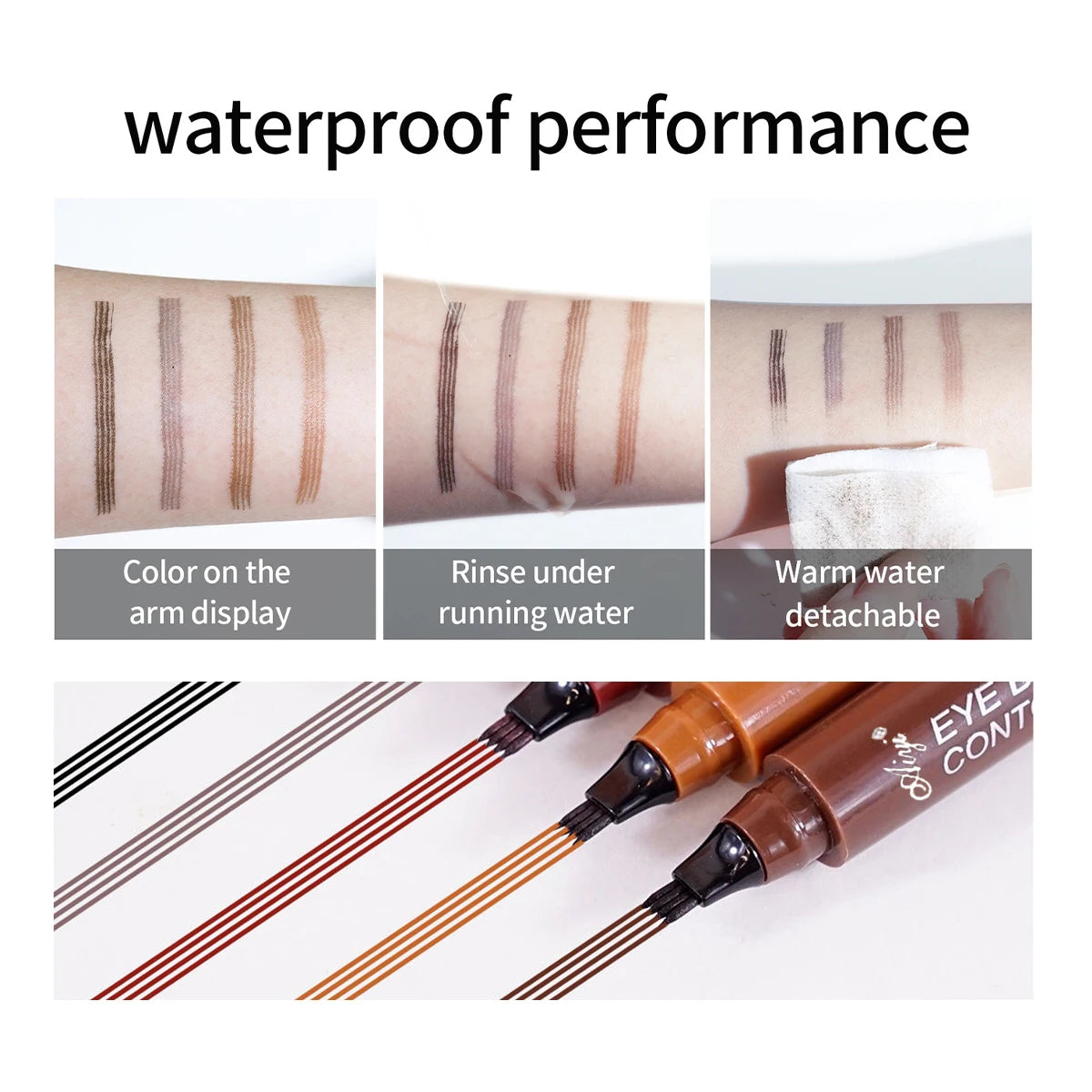 Waterproof eyebrow pencil in five colors, microblading eyebrow pencil with 4 tips, waterproof liquid for natural eyebrow makeup