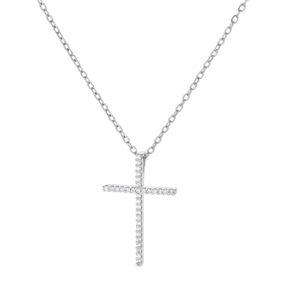 Zircon Cross Pendant Necklace for Women Gold Color Stainless Steel Collar Neckalces 2024 Trend Goth Party Wedding Jewelry Gifts