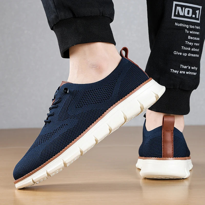 New Men's Sneakers Light Breathable Casual Flat Shoes Outdoor Fashion Comfortable Dress Shoes Anti-Slip Sports Walking Shoes