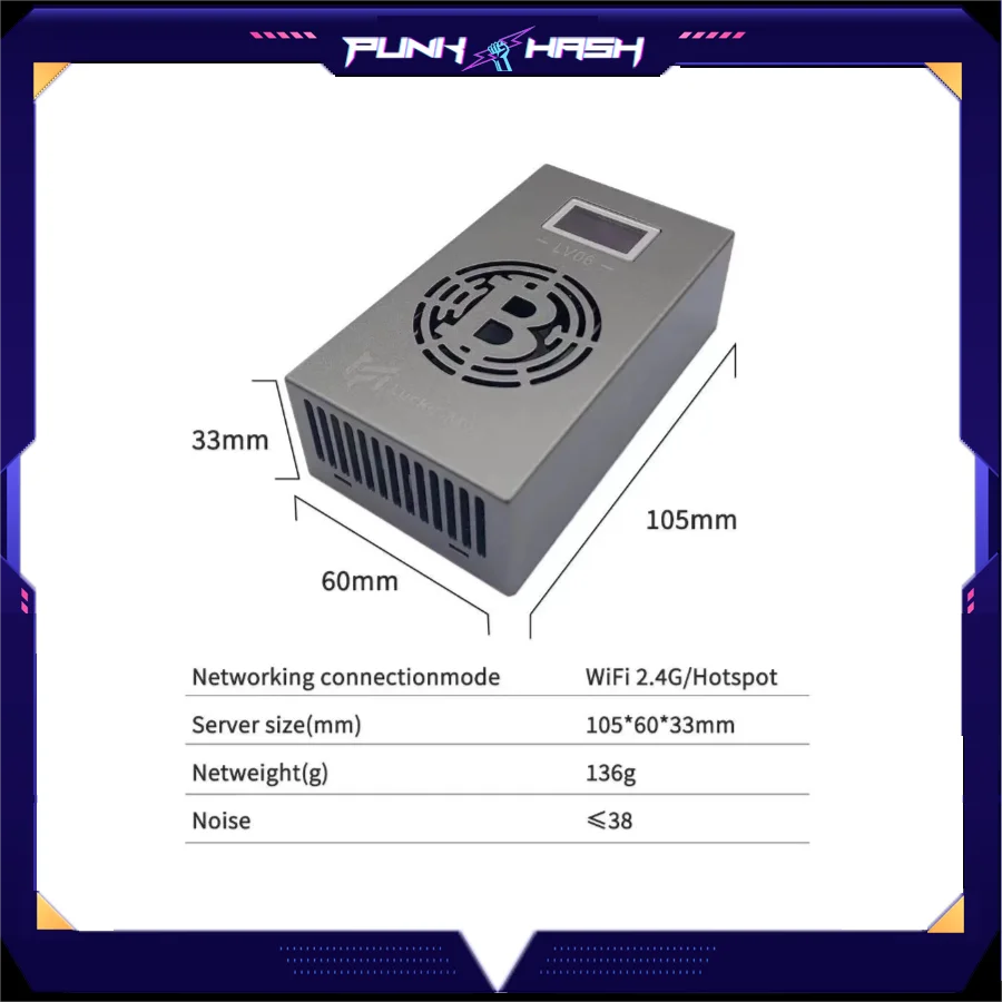 Win 3.125BTC Bitaxe FBTC Upgraded Lucky Miner LV06 BM1366 Solo Mining 500GH/S BTC Lotto Mining Machine With 5V 6A Power Supply